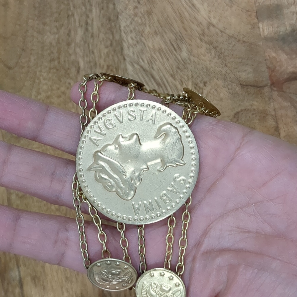 Greek Coins Multilayer Chains Bracelet - Picture 4 of 13
